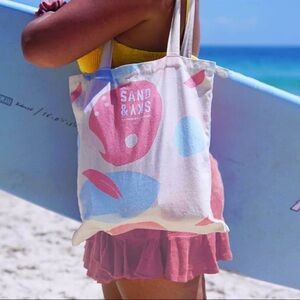 Sand & Sky Lightweight Canvas Beach Tote Coastal Print